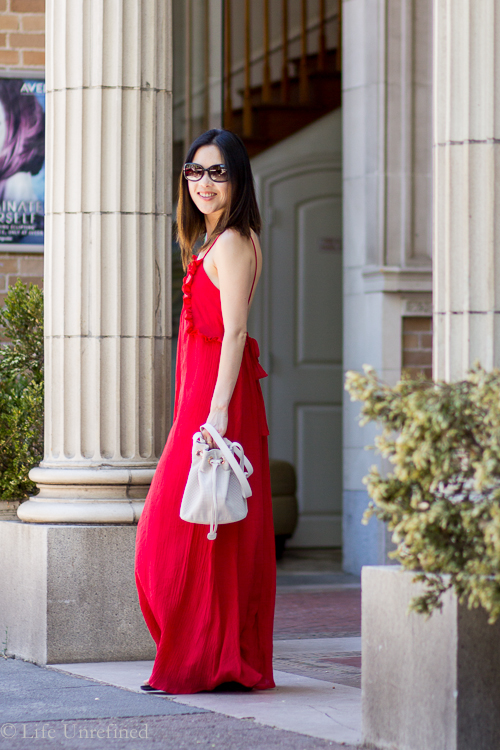 Zara Red Maxi Dress and Sonoma 